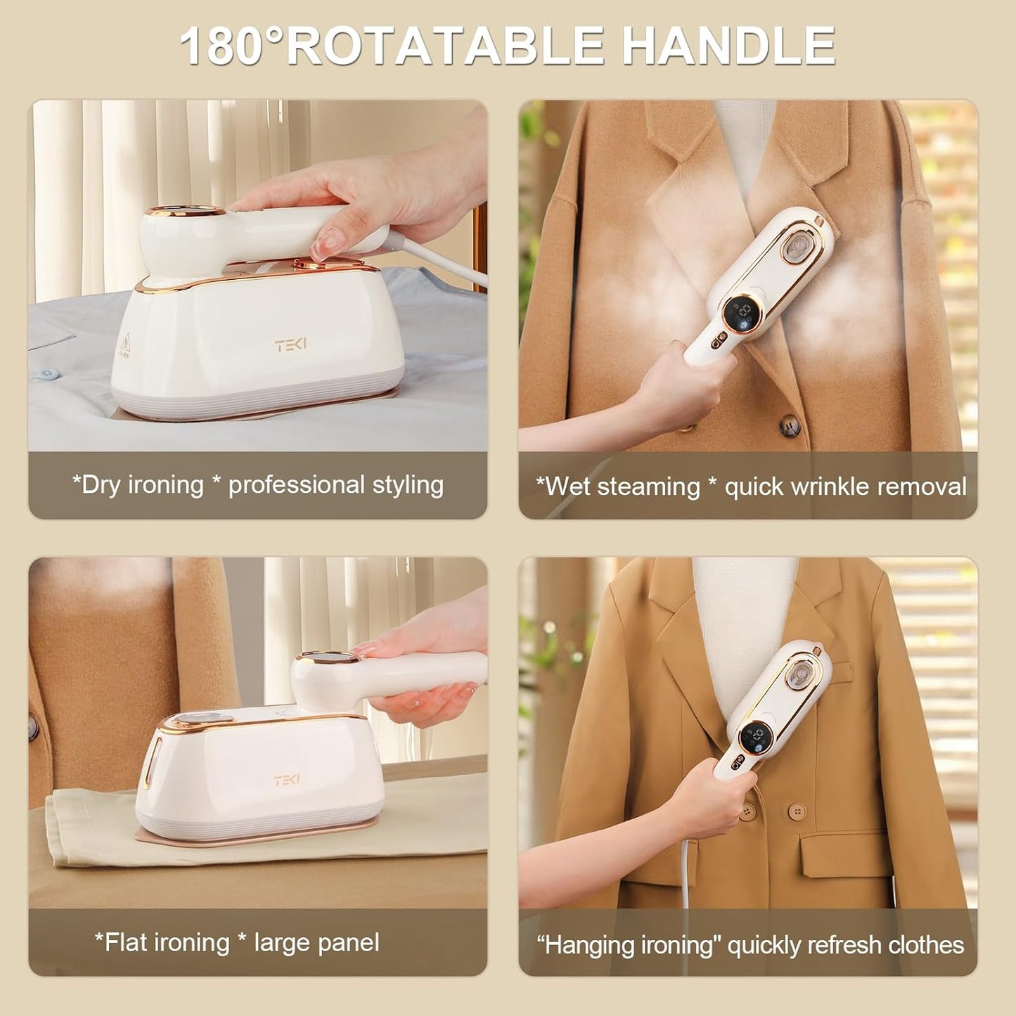 Portable Mini Steam Iron, Powerful Wrinkle Remover