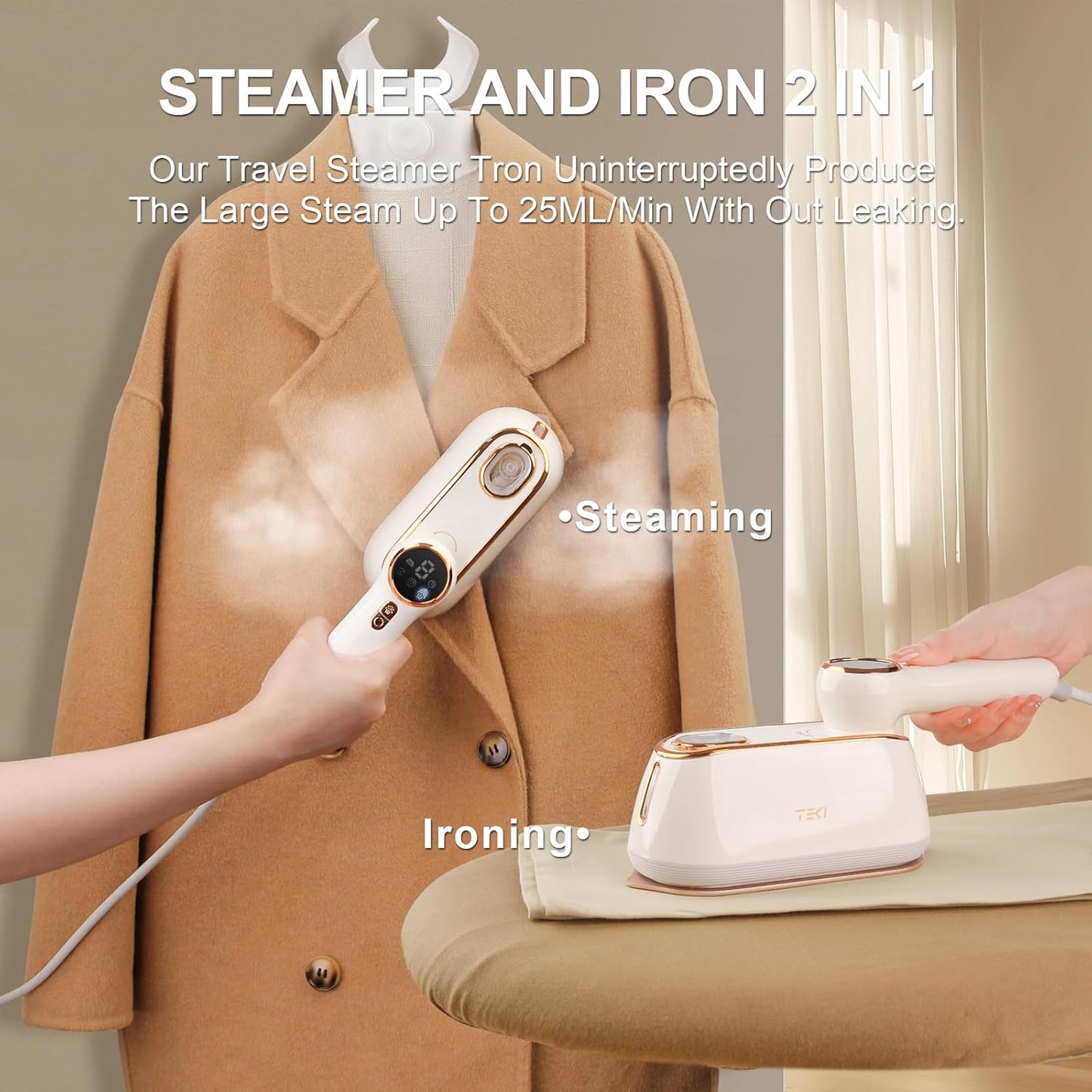 Portable Mini Steam Iron, Powerful Wrinkle Remover