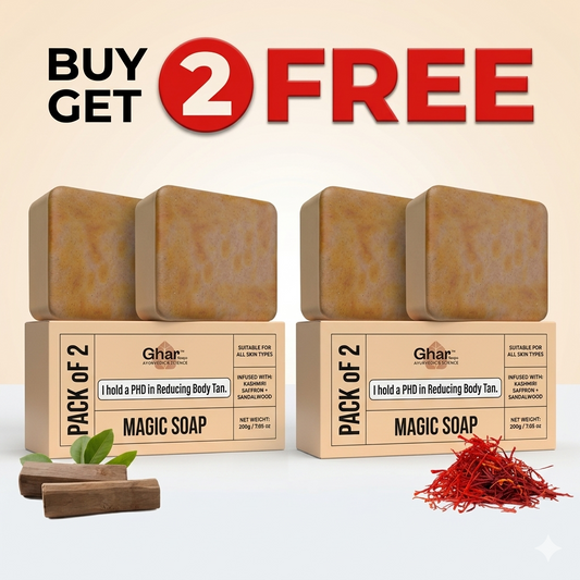 Ghar Soaps Magic Soap (Saffron & Sandalwood) - Buy 2 Get 2 Free (Pack of 4)